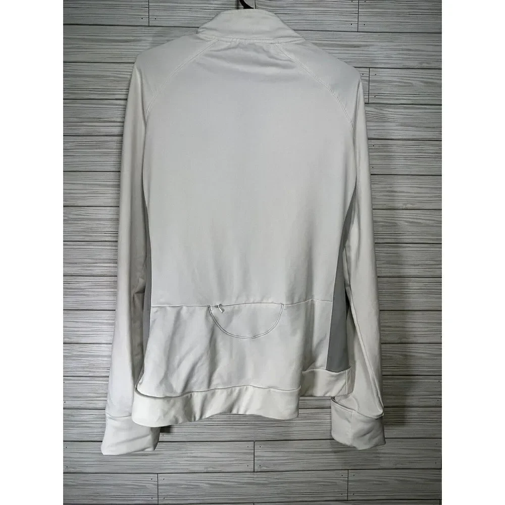 ALO coolfit yoga athletic womens jacket white full zip Sz Medium With‎ Logo